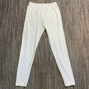 VTG USA St John's Bay Pants Women Medium White Cotton Blend Elastic Waist Casual